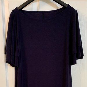 Navy dress with flutter sleeves